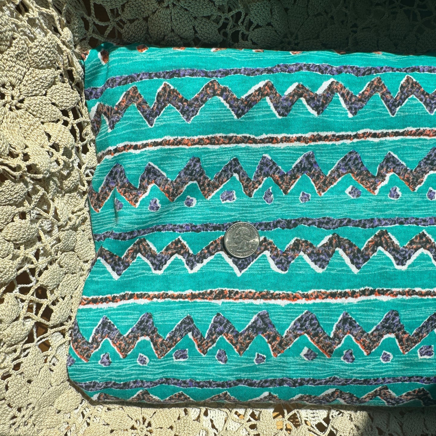 Teal 80's Print Fabric (sold by the yard; 2 7/8y available)