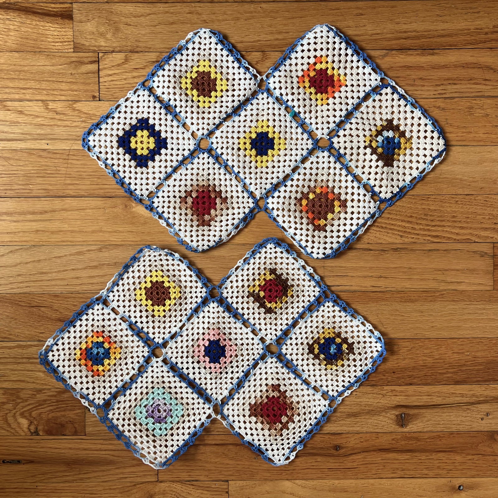 Set of two colorful crocheted pieces