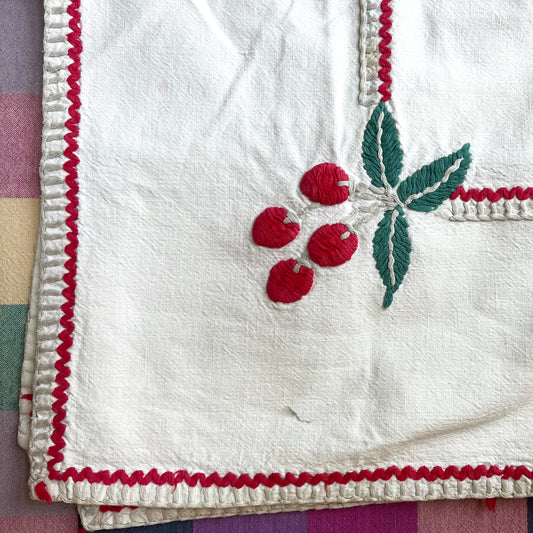 cherry embroidery card tablecloth