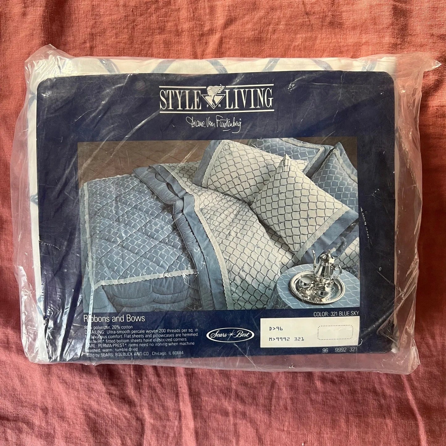 Diane von furstenberg blue bow sheet set