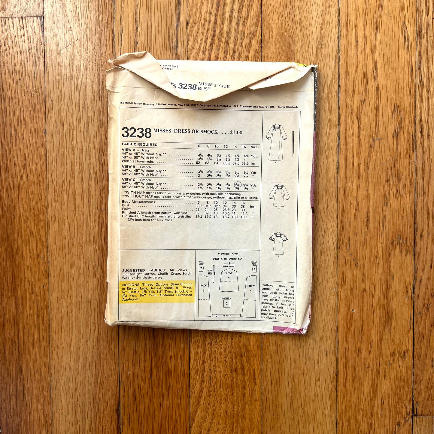 mccall's 3230 smock dress