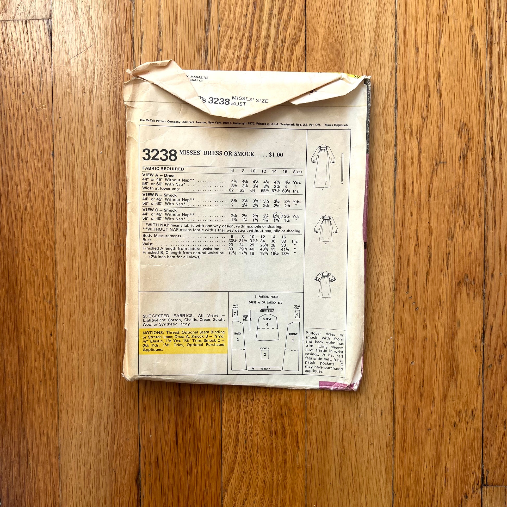 mccall's 3230 smock dress