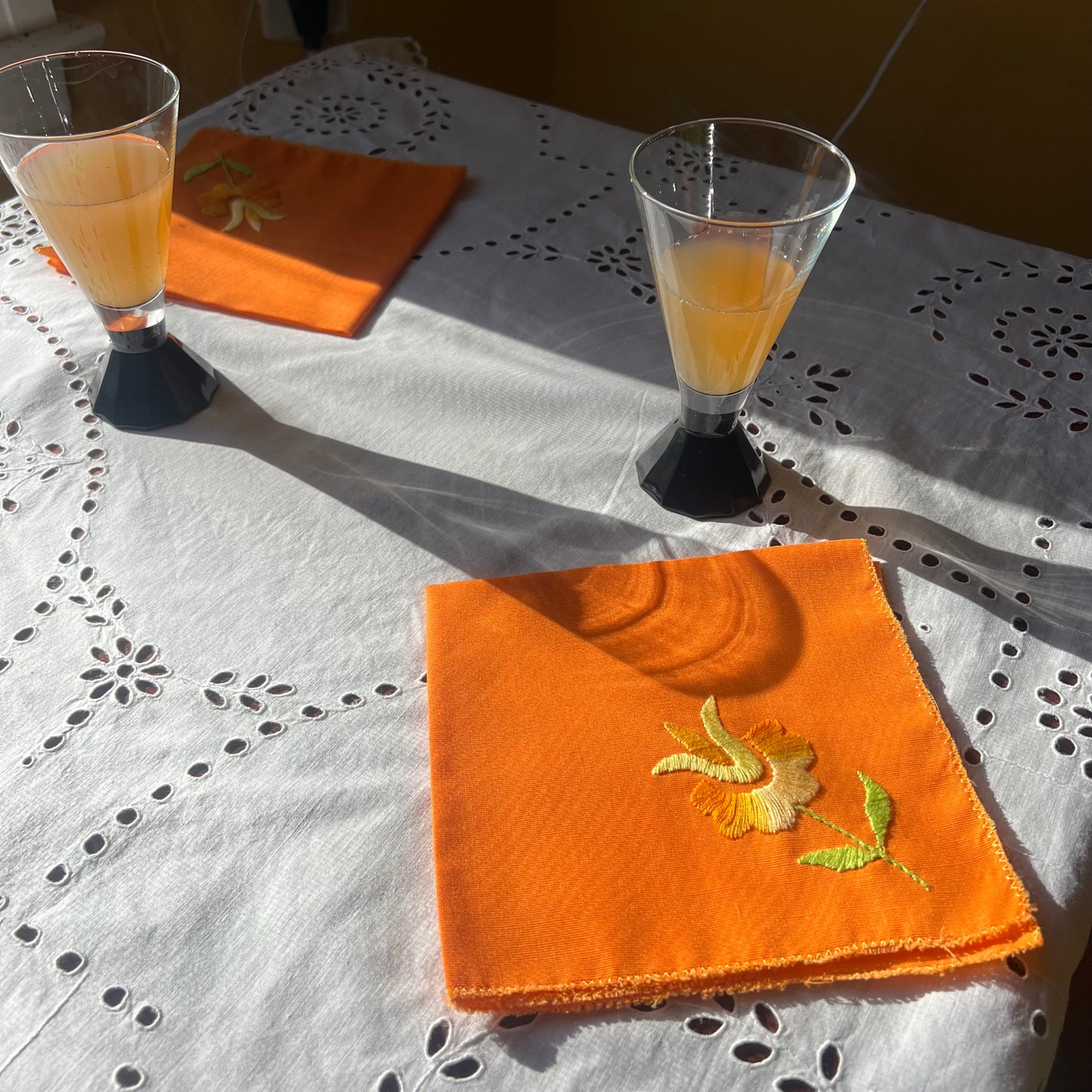 vintage handmade orange napkins