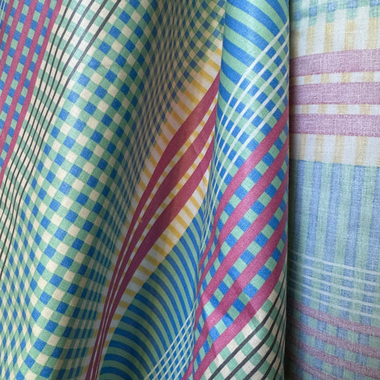 Vintage 90’s P. Kaufmann Screen printed Scotchgard Cotton Upholstery Fabric (sold by yard; 7 avail)