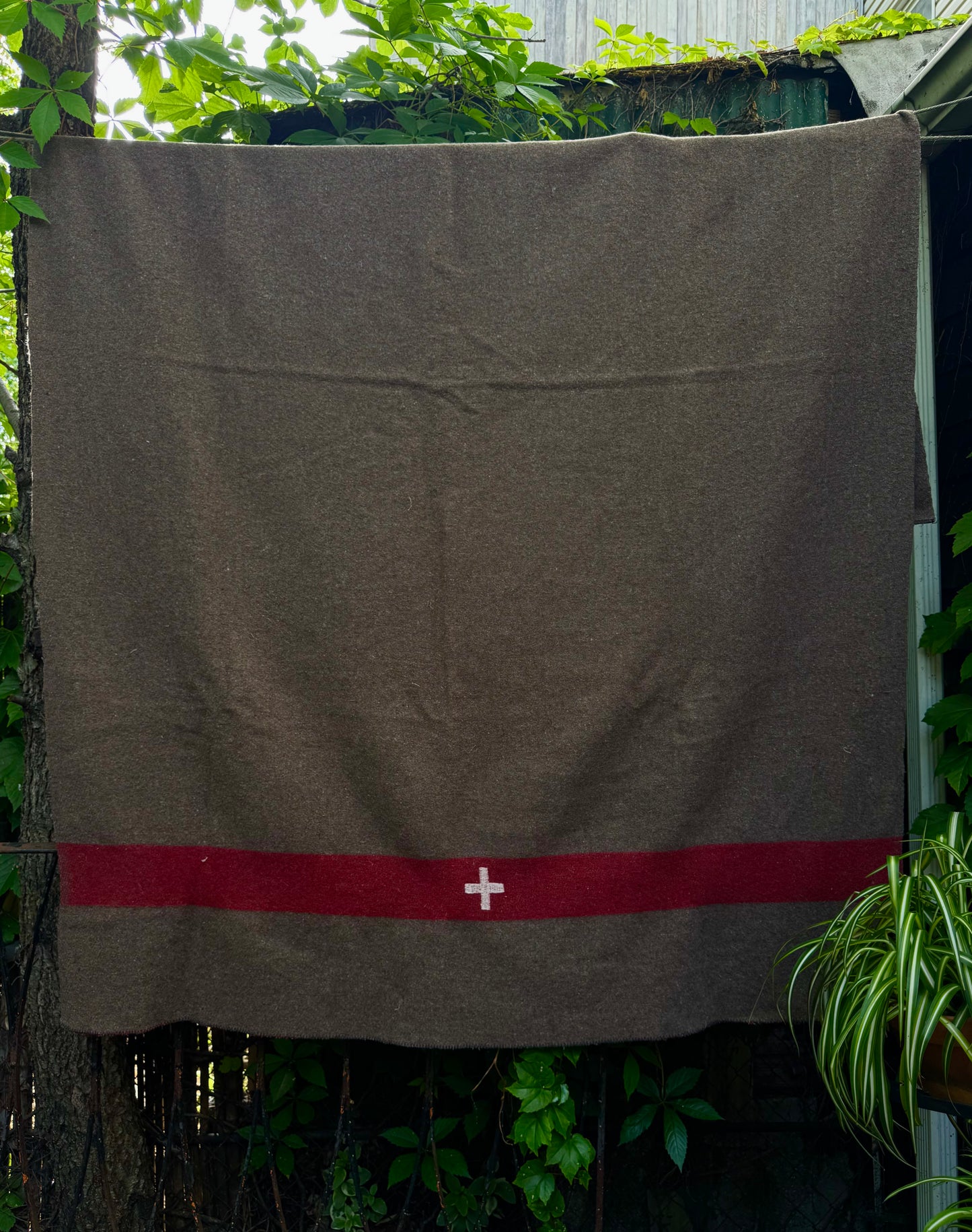 Vintage Swiss Army Style Wool Blanket