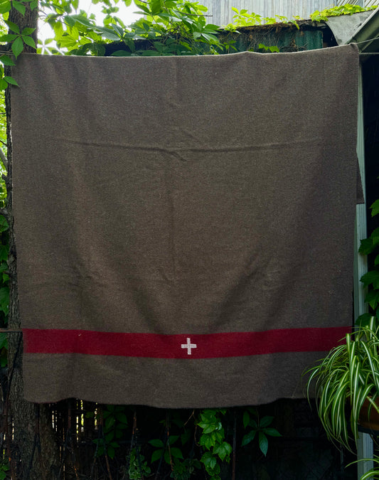 Vintage Swiss Army Style Wool Blanket
