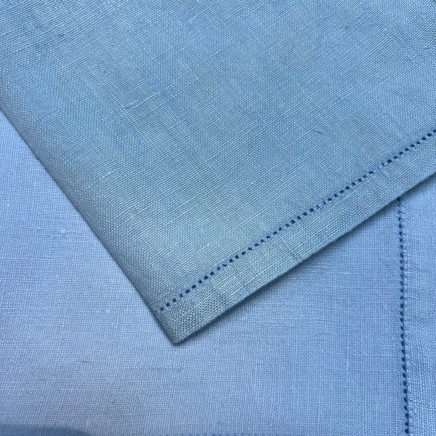 Baby blue linen tablecloth & napkins