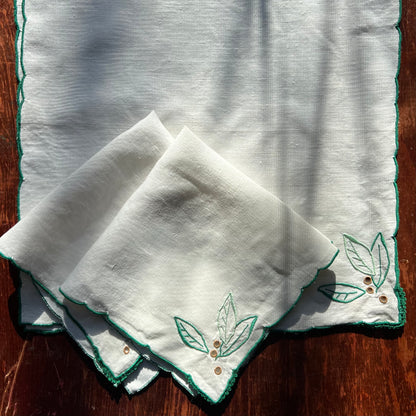 vintage green leaves napkins (set of 8)