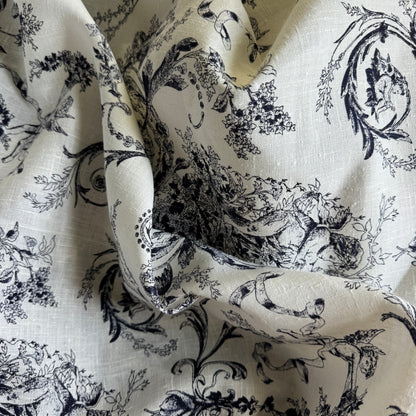 Vintage World Linen Cherub Toile Linen (sold by the yard; 2.5 x 61 “avail)