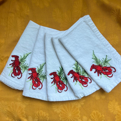 embroidered lobster napkins (set of 5)