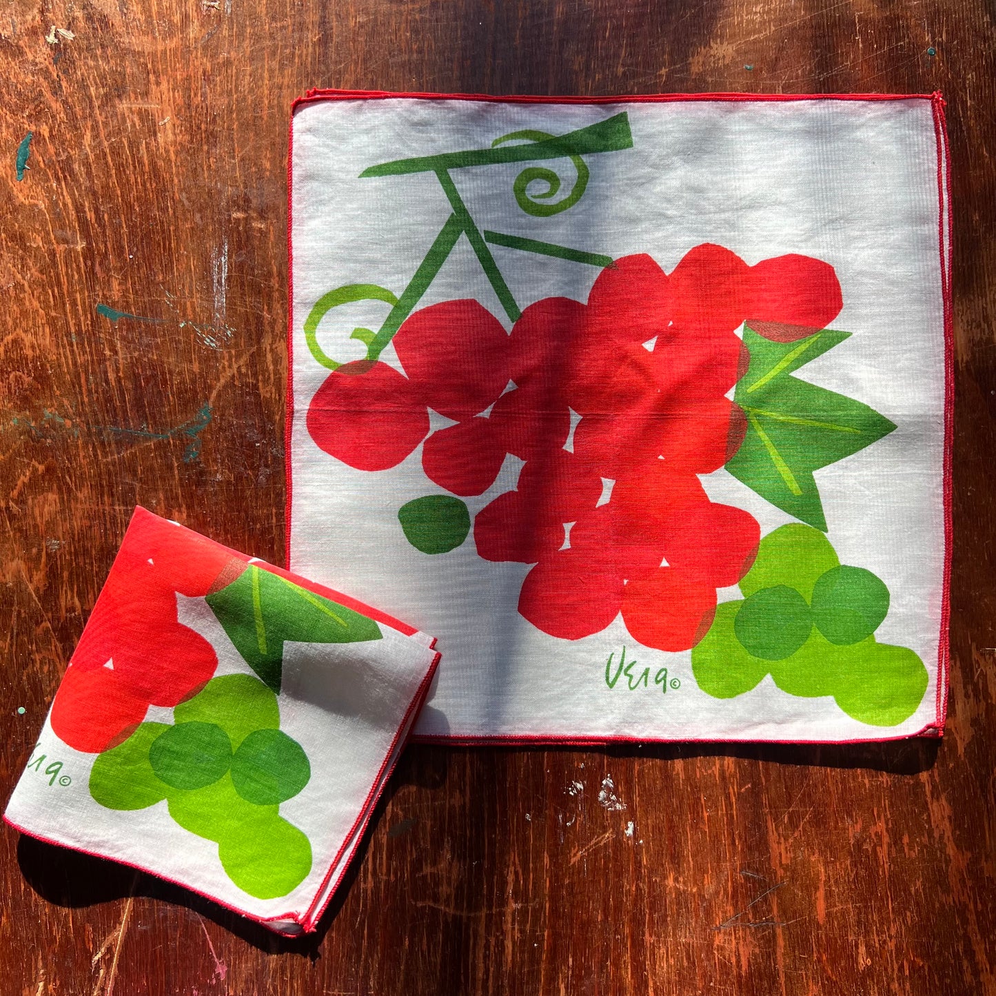 vintage vera neumann red grape napkins (set of 8)