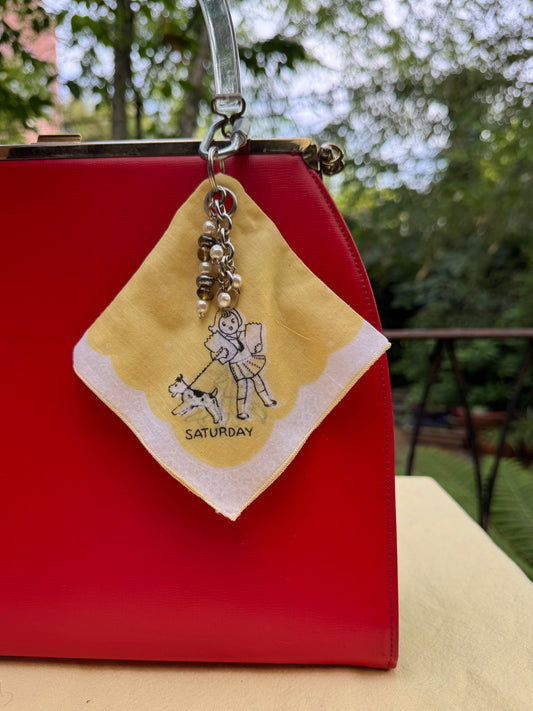 Vintage Saturday Handkerchief Bag Charm