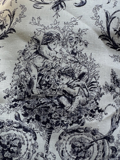 Vintage World Linen Cherub Toile Linen (sold by the yard; 2.5 x 61 “avail)