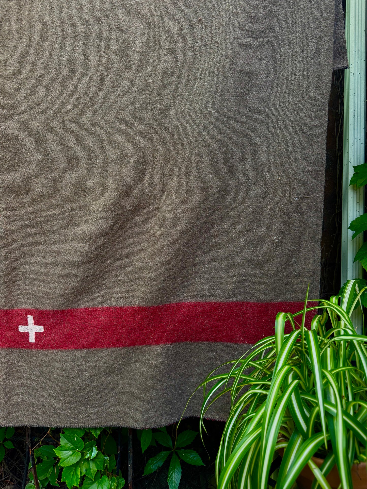 Vintage Swiss Army Style Wool Blanket