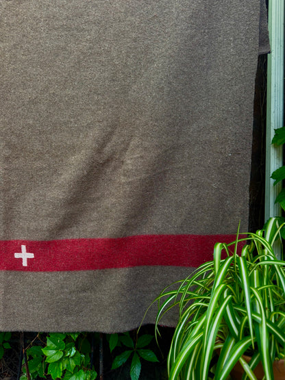 Vintage Swiss Army Style Wool Blanket