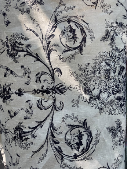 Vintage World Linen Cherub Toile Linen (sold by the yard; 2.5 x 61 “avail)