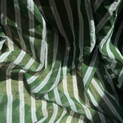 2 Finished Pieces of Sheer Green Striped Fabric