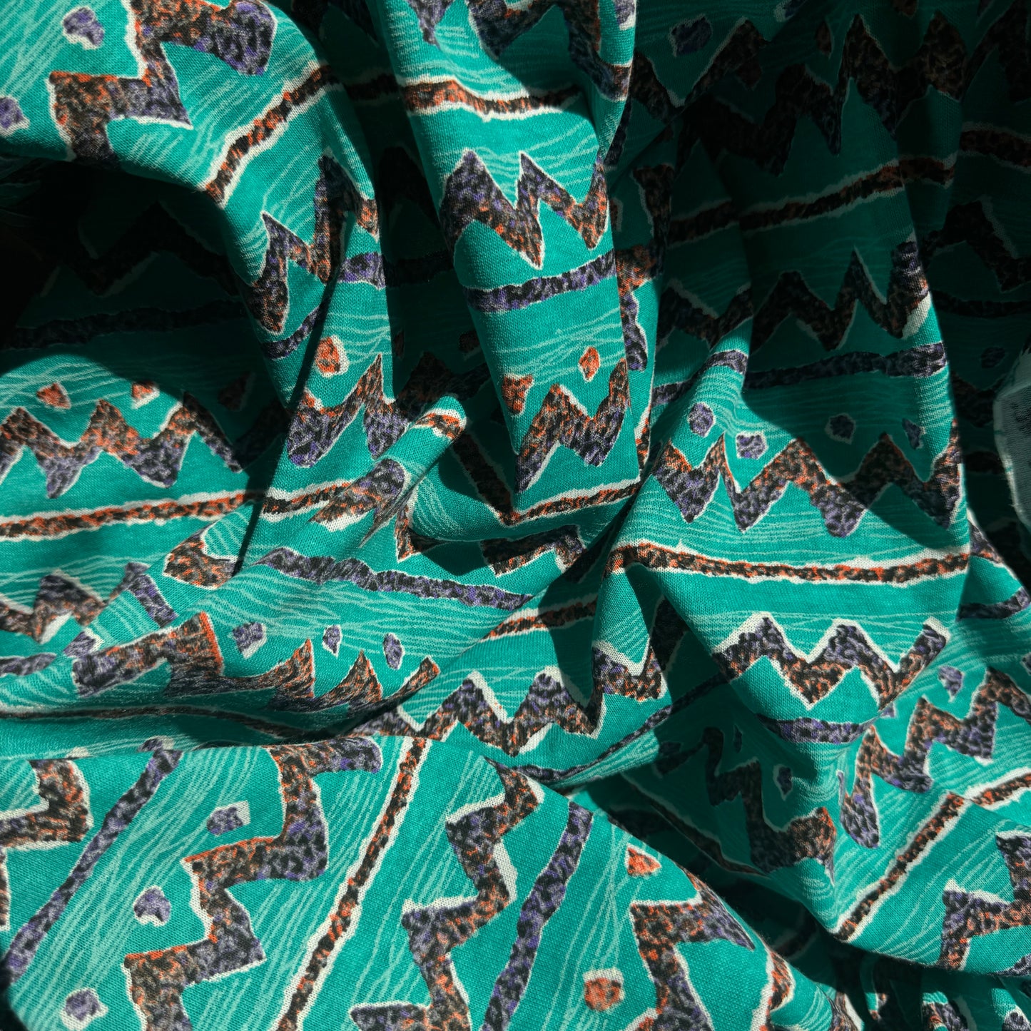 Teal 80's Print Fabric (sold by the yard; 2 7/8y available)