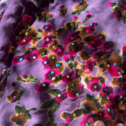 plum burn out velvet( price per yard;4 yards avail)