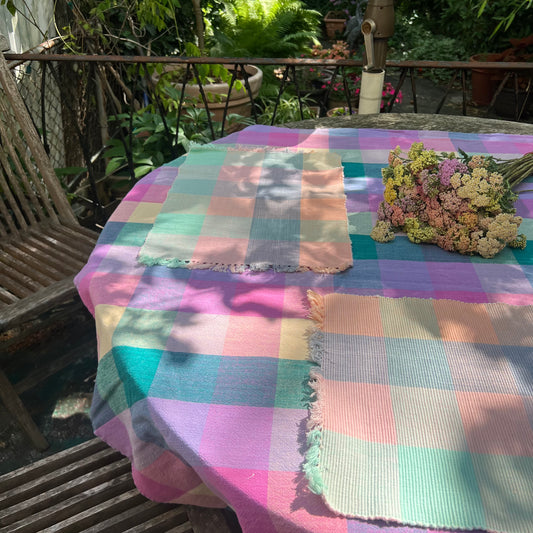 vintage colorful plaid tablecloth