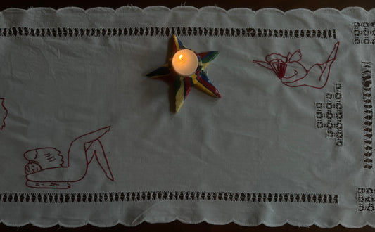 angel embroidered runner; Made By Judith's