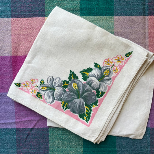 vintage hibiscus napkins (set of 4)