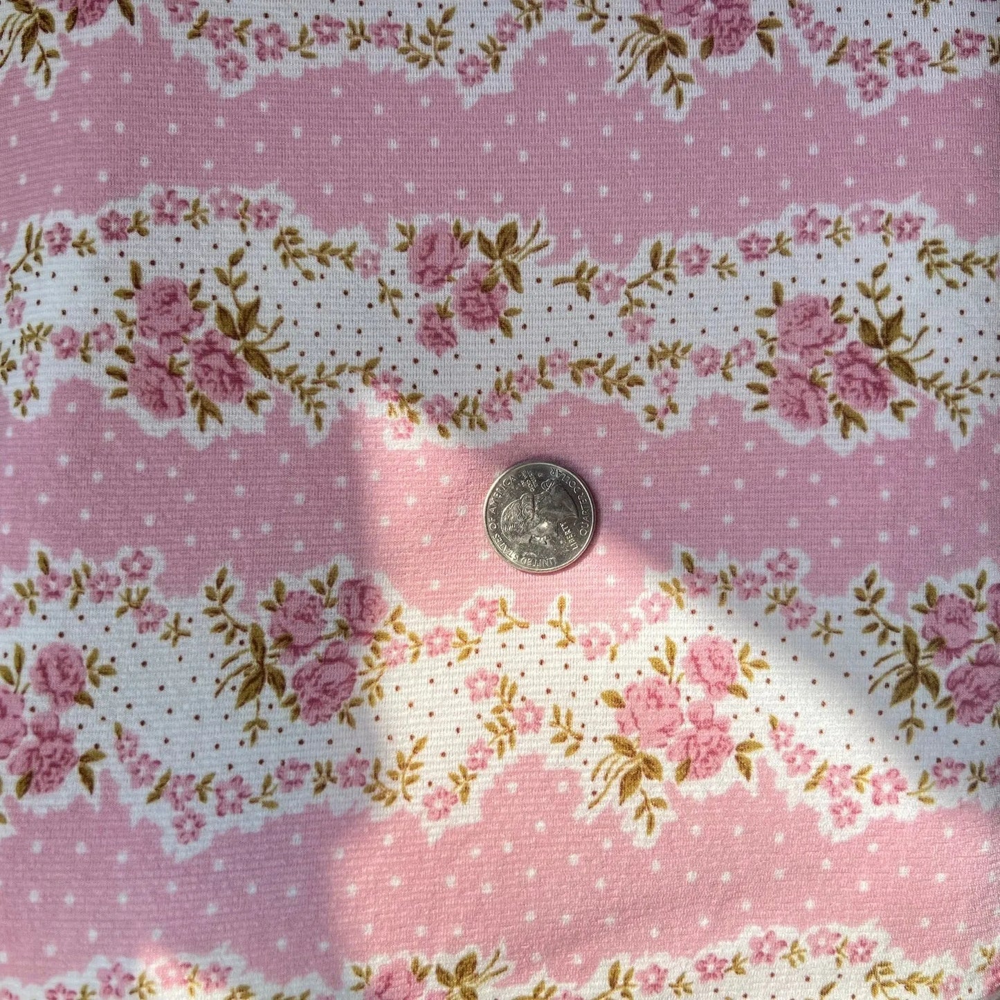 super stretchy pink floral fabric 3 yards; sold by yard