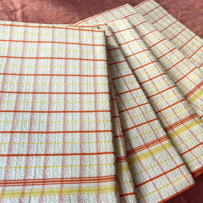 Orange and yellow vintage dish towels sold in sets of 2