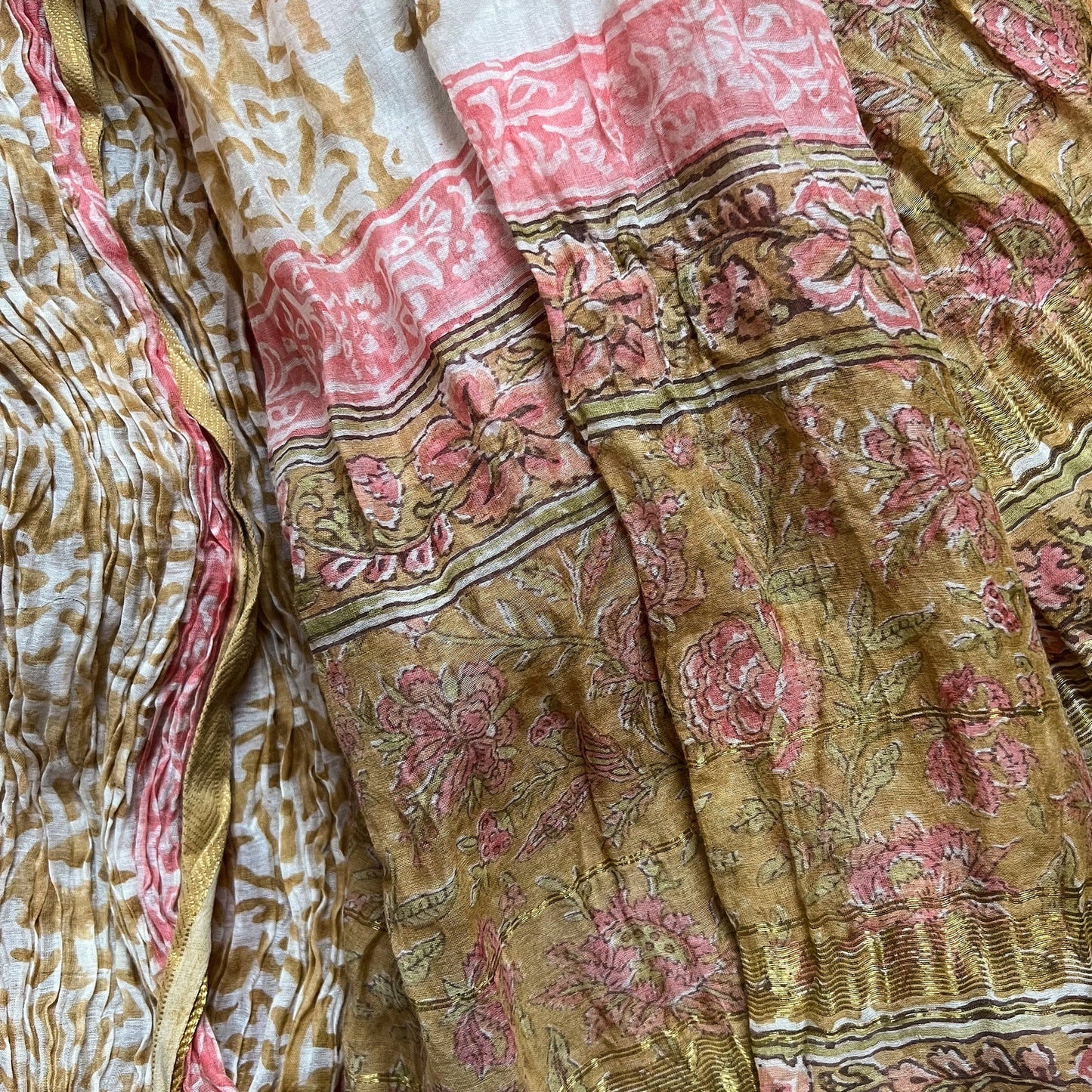 pink & gold sheer fabric